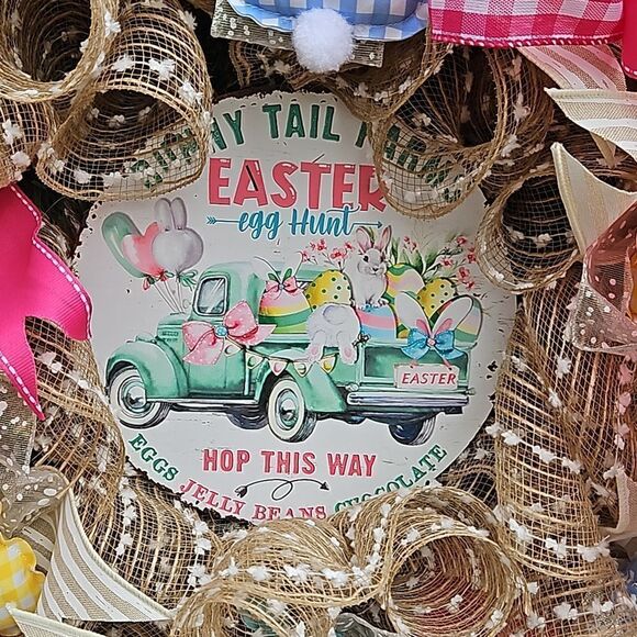 Easter Bunny Tail Farms Wreath - Picture 3 of 5